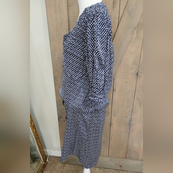 ANTHROPOLOGIE Sundays Tie Waist 3/4 Sleeved Mini Dress In Navy/white Spot.Size 0 - Picture 8 of 12